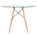 Mesa redonda Eames com tampo de vidro 100 cm + 4 cadeiras Eiffel DSW - Nude