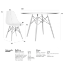 Mesa redonda Eames com tampo de vidro 120 cm + 4 cadeiras Eiffel DSW - Branco