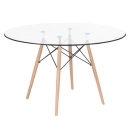 Mesa redonda Eames com tampo de vidro 120 cm + 4 cadeiras Eiffel DSW - Branco