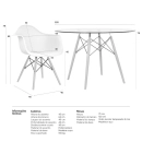 Mesa redonda Eames com tampo de vidro 120 cm + 6 cadeiras Eiffel DAW - Branco