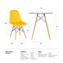 Mesa redonda Eames com tampo de vidro 70 cm + 2 cadeiras Eiffel Botonê- Amarelo