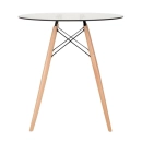 Mesa redonda Eames com tampo de vidro 70 cm + 3 cadeiras Eiffel DSW - Branco