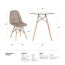 Mesa redonda Eames com tampo de vidro 70 cm + 4 cadeiras Eiffel Botonê- Nude