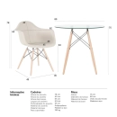 Mesa redonda Eames com tampo de vidro 80 cm + 3 cadeiras Eiffel DAW - Nude