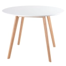 Mesa redonda Leda 100 cm branco + 3 cadeiras estofadas Leda Branco