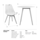 Mesa redonda Leda 70 cm branco + 2 cadeiras estofadas Leda Branco