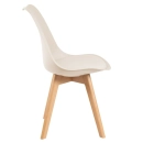Mesa redonda Leda 70 cm branco + 2 cadeiras estofadas Leda Creme