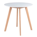 Mesa redonda Leda 70 cm branco + 3 cadeiras estofadas Leda Branco
