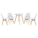 Mesa redonda Leda 70 cm branco + 4 cadeiras estofadas Leda Branco