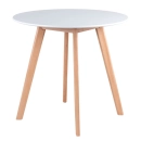 Mesa redonda Leda 80 cm branco + 2 cadeiras estofadas Leda Creme