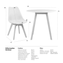 Mesa redonda Leda 80 cm branco + 2 cadeiras estofadas Leda Creme