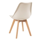 Mesa redonda Leda 80 cm branco + 4 cadeiras estofadas Leda Creme