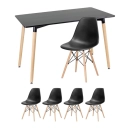 Mesa retangular Eames 60 x 120 cm preto + 4 cadeiras Eiffel DSW - Preto