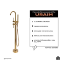 Misturador Monocomando de Piso para Banheira Uraim Dourado Cromado