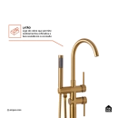 Misturador Monocomando de Piso para Banheira Uraim Dourado Escovado