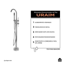 Misturador Monocomando de Piso para Banheira Uraim Prata
