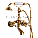 Misturador Duplo Comando de Parede para Banheira Retrô Vintage Itinga Dourado