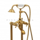 Misturador Duplo Comando de Piso para Banheira Retrô Vintage Itinga Dourado