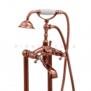 Misturador Duplo Comando de Piso para Banheira Retrô Vintage Itinga Dourado Rose