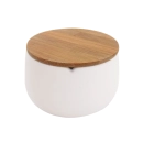 Porta Algodão White com Tampa de Bambu - Mimo Style