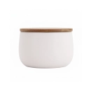 Porta Algodão White com Tampa de Bambu - Mimo Style