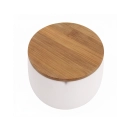 Porta Algodão White com Tampa de Bambu - Mimo Style