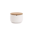 Porta Algodão White com Tampa de Bambu - Mimo Style