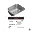 Tanque Aço Inox Monobloco 50 cm Atikum Prata Escovado