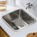 Tanque Aço Inox Monobloco 45 cm Atikum Prata Cromado