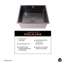 Tanque de Aço Inox 304 Pacajás 64x54 cm Preto