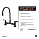 Torneira de cozinha flexivel misturador duplo comando Itaguari Pingoo.casa - Preto