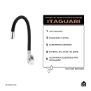 Torneira de cozinha flexivel parede Itaguari Pingoo.casa - Prata