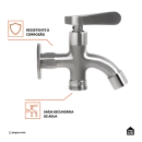 Torneira para área externa de parede Guariba Pingoo.casa - Prata