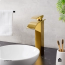 Torneira para Banheiro Cascata Misturador Monocomando Alta paraná Dourado