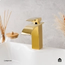 Torneira para Banheiro Cascata Misturador Monocomando Baixa paraná Dourado