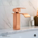 Torneira para Banheiro Cascata Misturador Monocomando Baixa paraná Dourado Rose