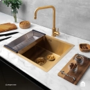 Torneira para Cozinha Em Aço Inox 304 Escovado Tinguá Dourado