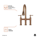 Torneira para Cozinha Gourmet Misturador Extensível Duplo Comando Aço Inox 304 Içá Dourado Rose