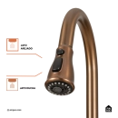 Torneira para Cozinha Gourmet Misturador Extensível Duplo Comando Aço Inox 304 Içá Dourado Rose