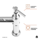 Torneira para Cozinha Gourmet Misturador Extensível Duplo Comando Aço Inox 304 Içá Prata