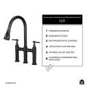 Torneira para Cozinha Gourmet Misturador Extensível Duplo Comando Aço Inox 304 Içá Preto
