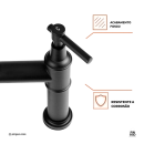 Torneira para Cozinha Gourmet Misturador Extensível Duplo Comando Aço Inox 304 Içá Preto