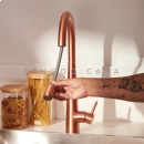 Torneira para Cozinha Gourmet Misturador Monocomando Extensível Em Aço Inox 304 Escovado Apurema Dourado Rose