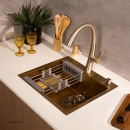 Torneira para Cozinha Gourmet Misturador Monocomando Extensível Juruá Dourado Escovado