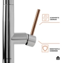 Torneira Para Cozinha Misturador Monocomando Aço Inox 304 Pauini Pingoo.casa - Prata e Dourado Rose