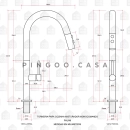 Torneira Para Cozinha Misturador Monocomando Aço Inox 304 Pauini Pingoo.casa - Prata e Dourado Rose