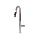 Torneira Para Cozinha Misturador Monocomando Aço Inox 304 Pauini Pingoo.casa - Prata e Dourado Rose