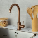Torneira para Cozinha Misturador Monocomando Em Aço Inox 304 Escovado Tocantins Dourado Rose