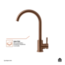 Torneira para Cozinha Misturador Monocomando Em Aço Inox 304 Escovado Tocantins Dourado Rose