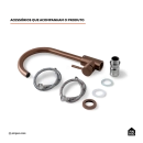 Torneira para Cozinha Misturador Monocomando Em Aço Inox 304 Escovado Tocantins Dourado Rose